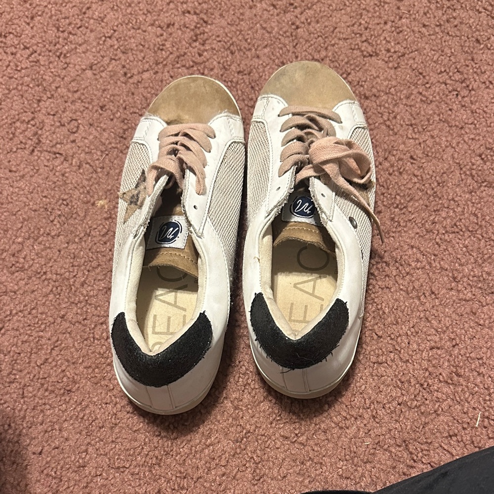 Women's White and Black Sneakers